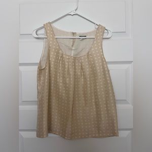 J crew polka dot silk dupioni sleeveless pleat neck top